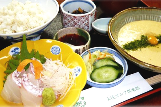 鯛の刺身と麦とろ御飯